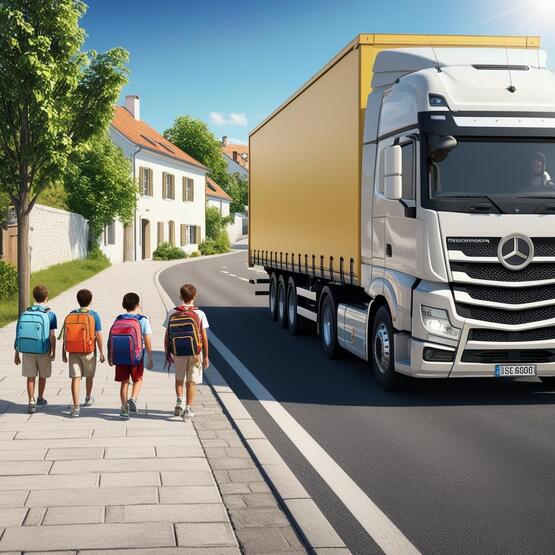 LKW toter Winkel mit Kindern
